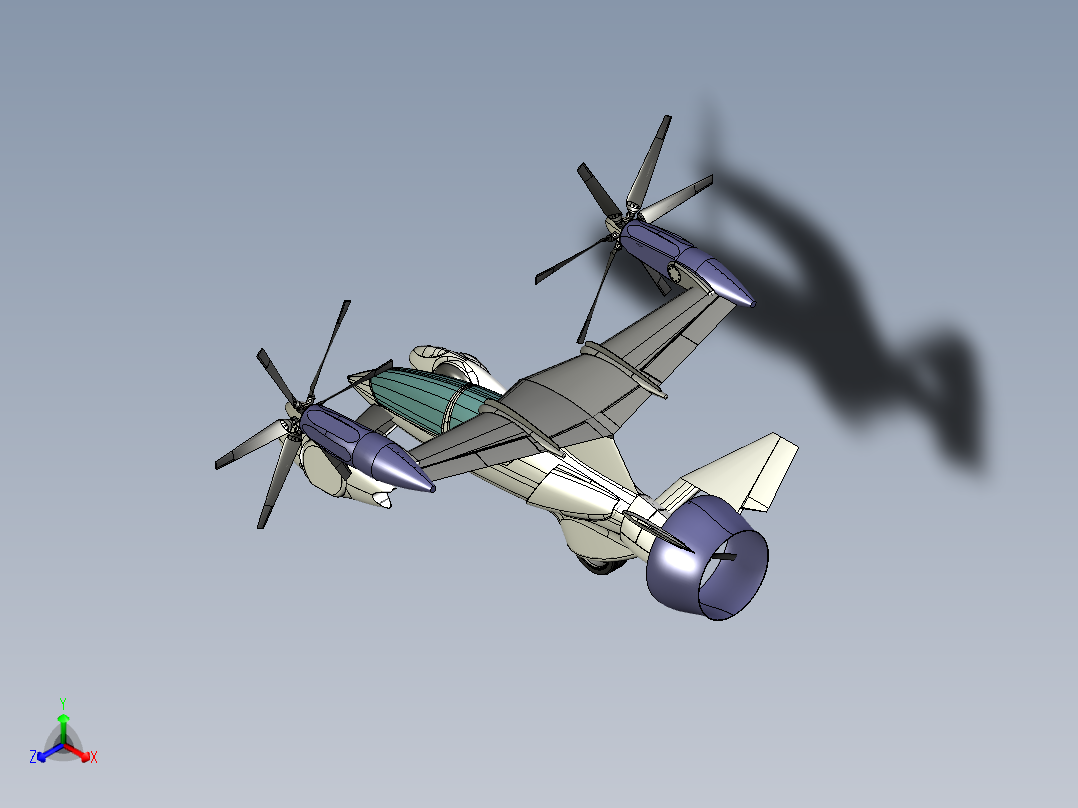 TF-X飞行概念车（PROE设计）正等轴测图