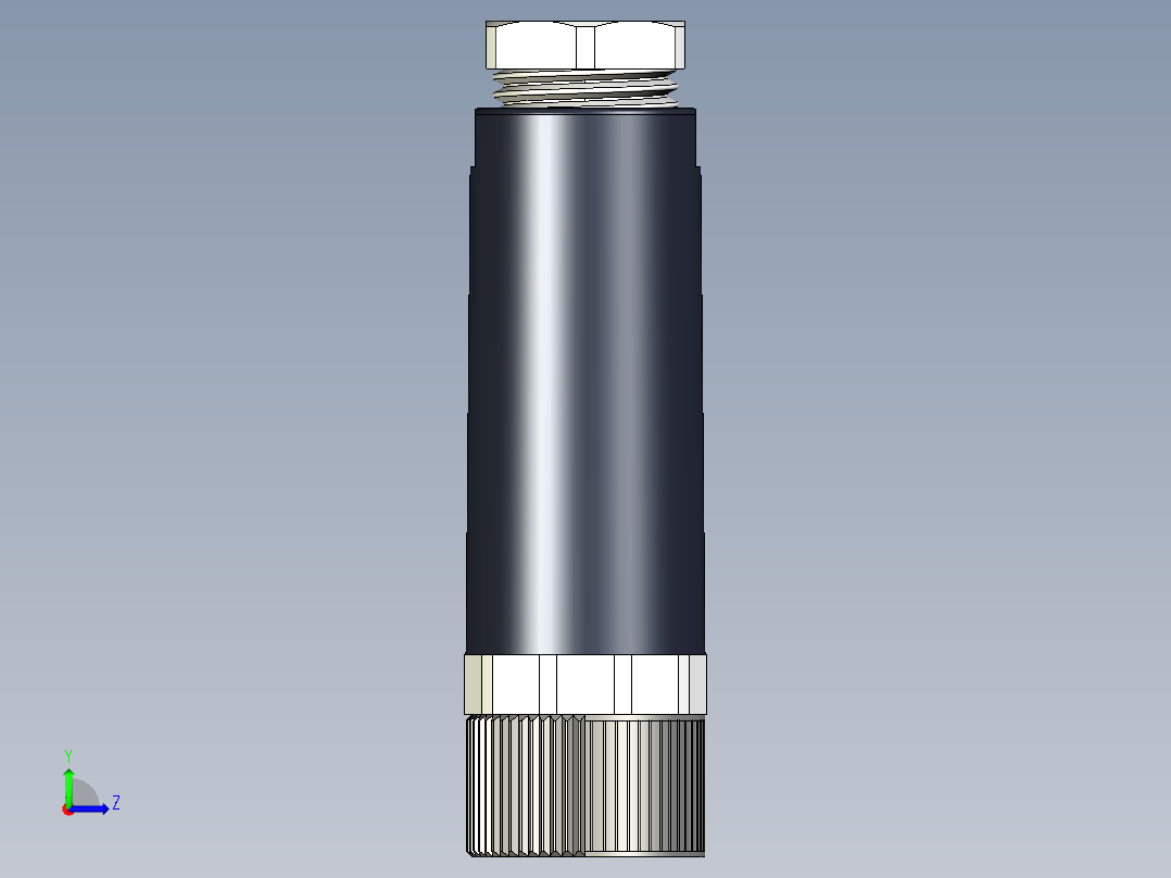M8传感插连接器直型母插3芯左视图