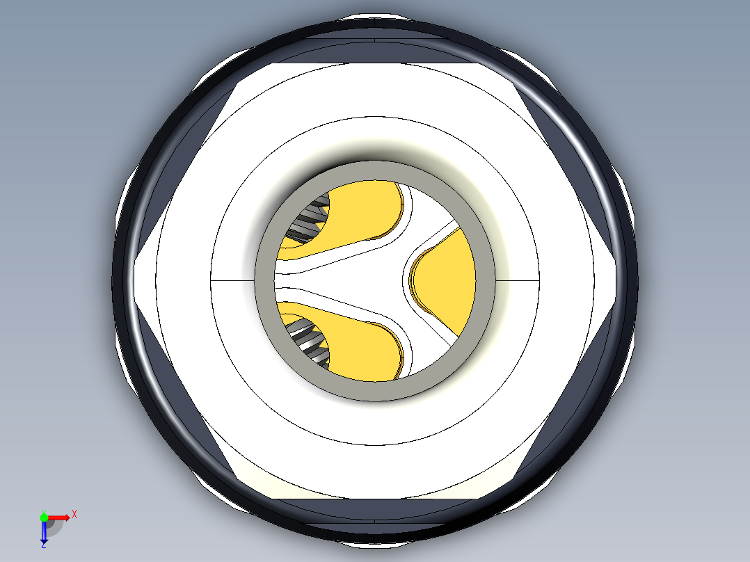 M8传感插连接器直型母插3芯俯视图