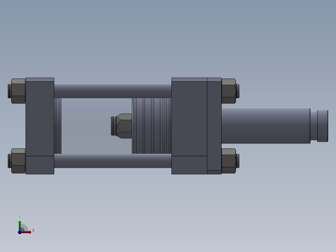 拉杆液压缸（带脚安装）100x50x99.5毫米前视图