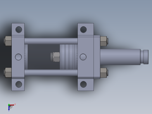 拉杆液压缸（带脚安装）100x50x99.5毫米俯视缩略图