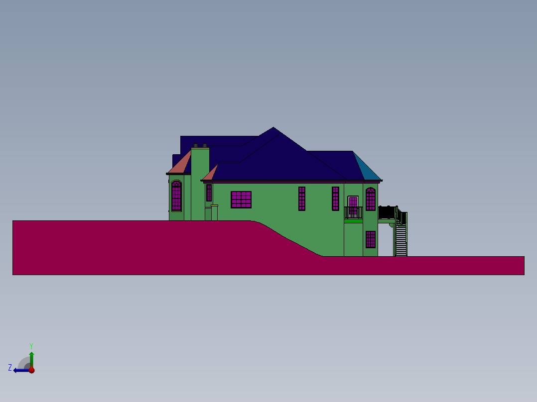 房子、建筑(223)右视图