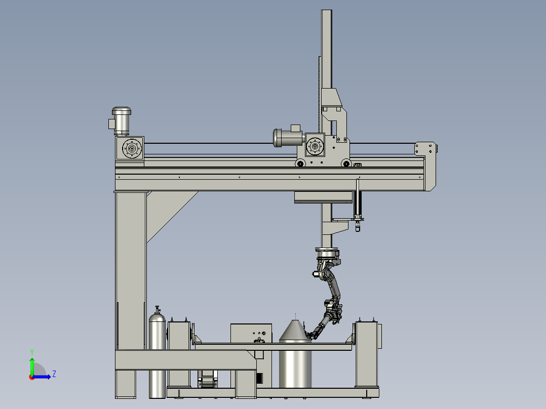 综合立体式自动焊接机用悬臂架左视图