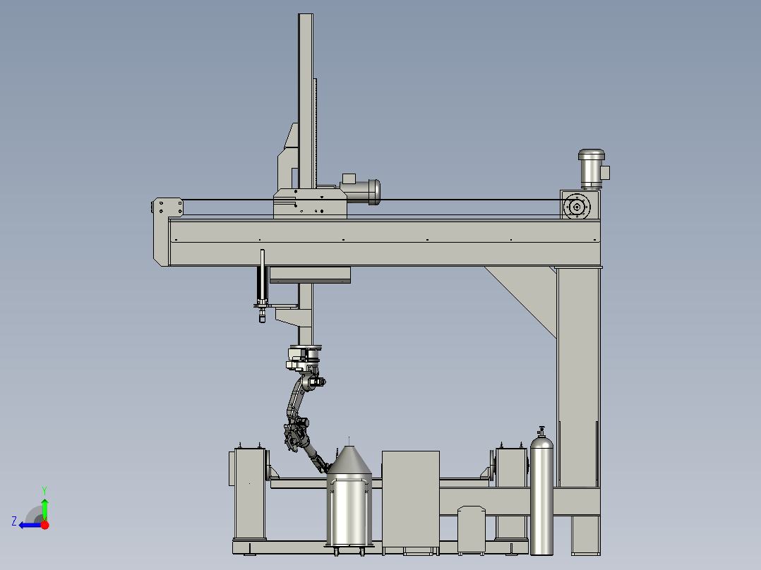 综合立体式自动焊接机用悬臂架右视图