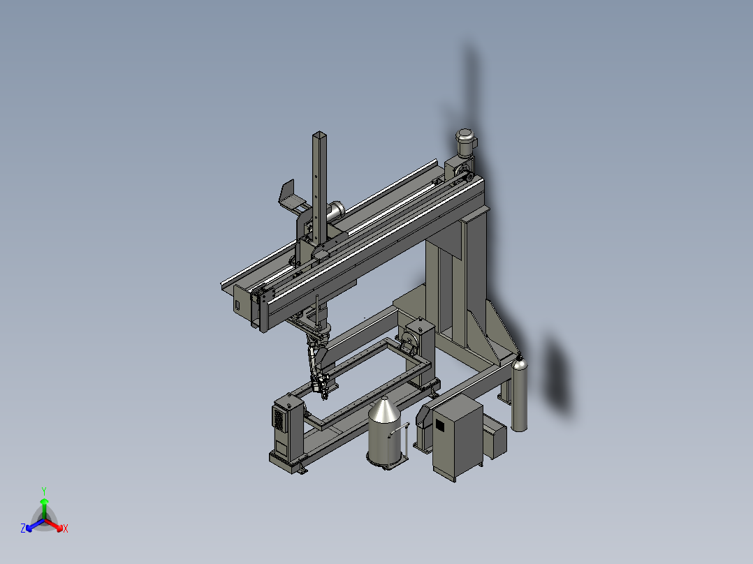 综合立体式自动焊接机用悬臂架正等轴测图