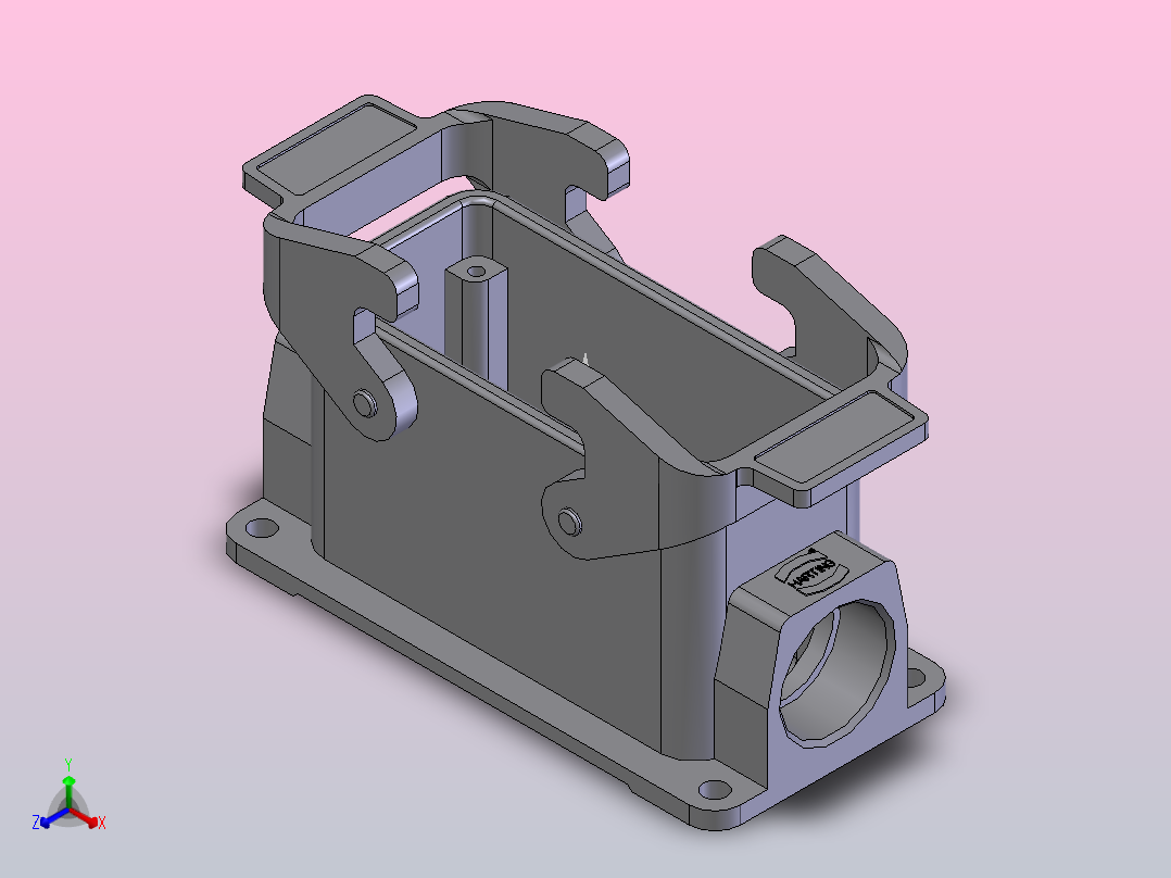 重载矩形航空插头座正等轴测图