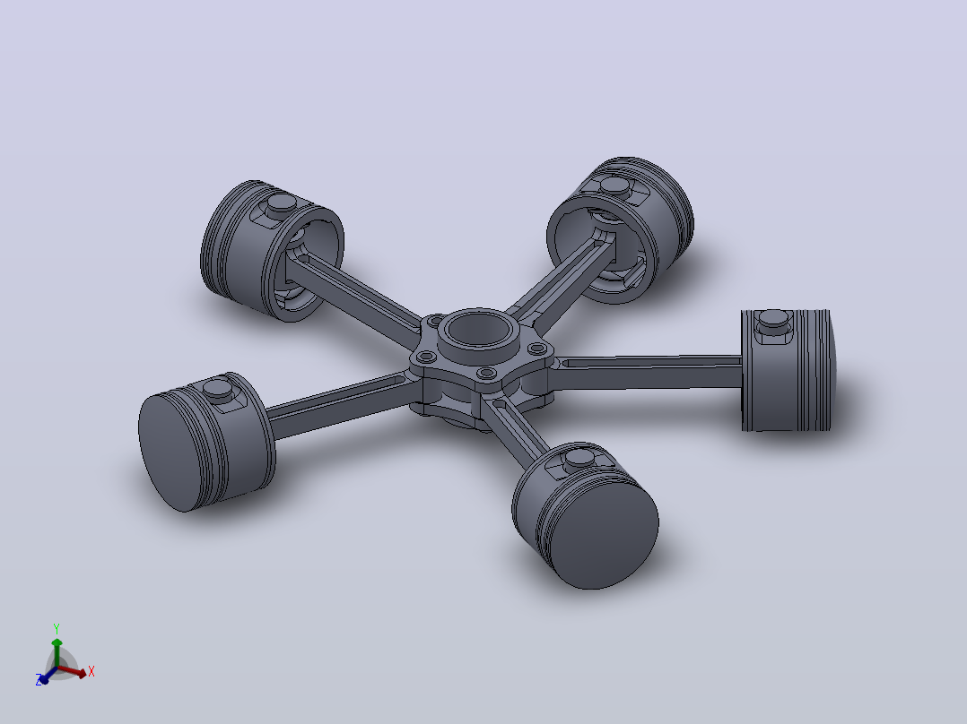 solidworks径向引擎组件主视图