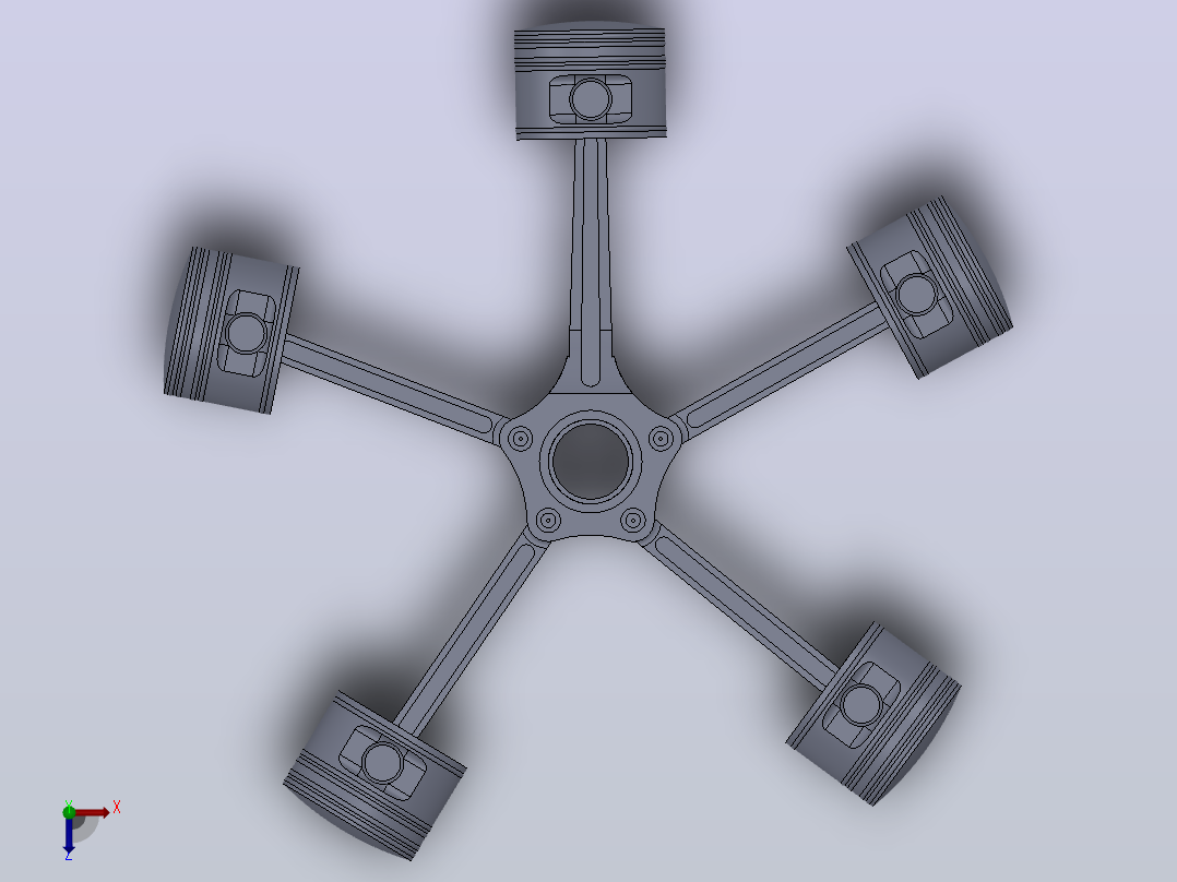 solidworks径向引擎组件俯视图