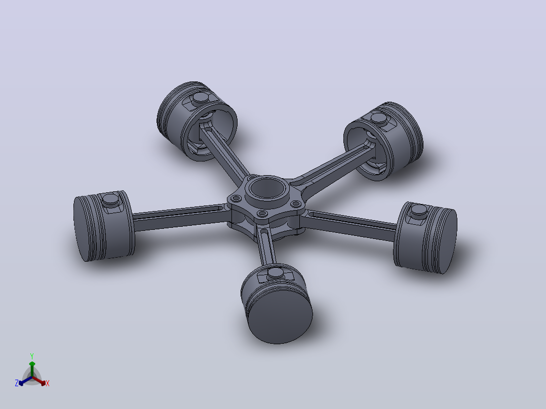 solidworks径向引擎组件正等轴测图