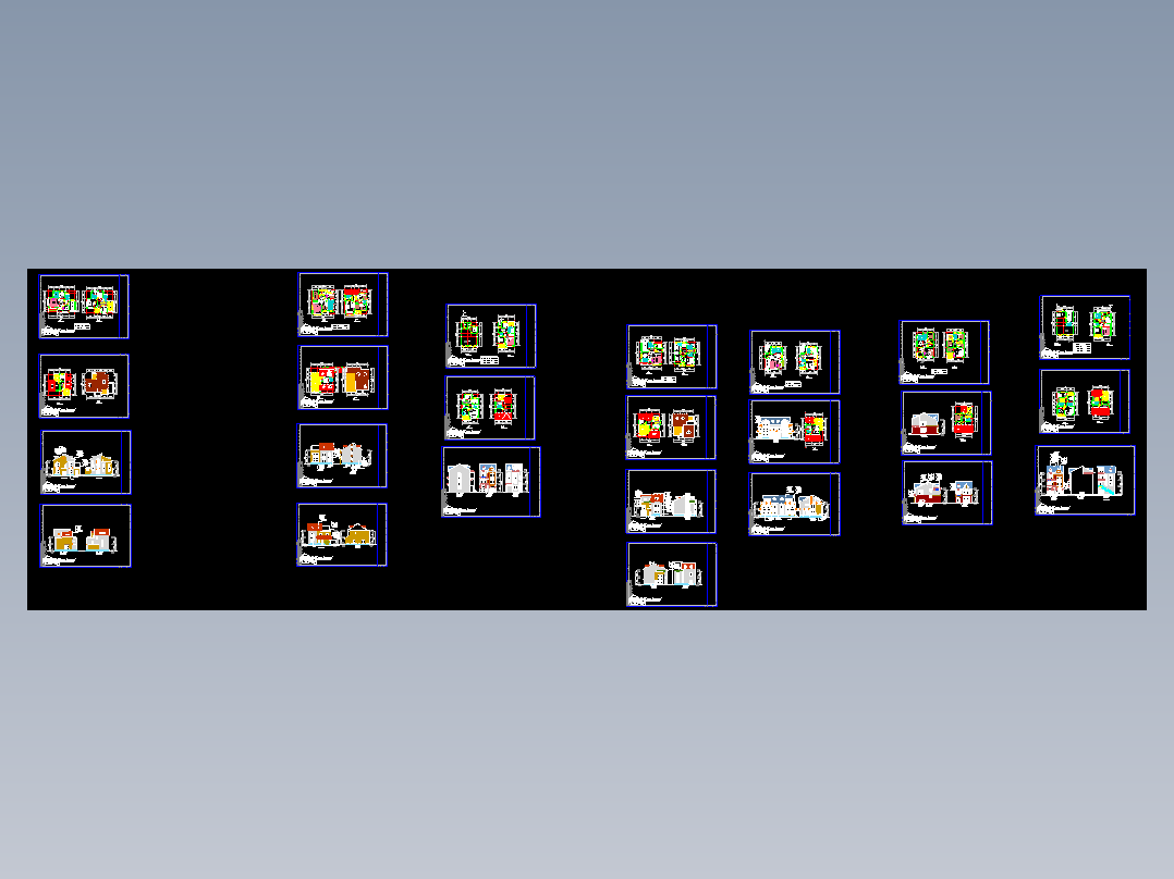 5套二层2套三层阁楼别墅cad图纸设计