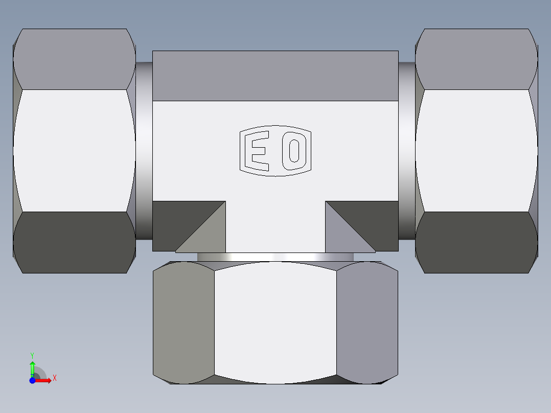 卡套式工业通用硬管接头EO_Swivel_nut_branch_tee_ET30SCF前视图
