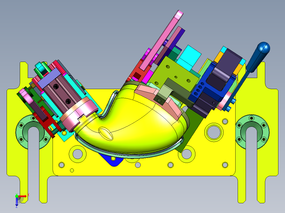 尾排进气半壳焊接夹具俯视图