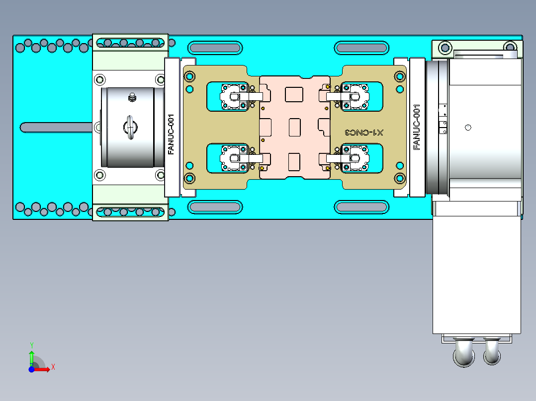 X1-CNC3笔记本CNC工装夹具三维模型-0113前视图