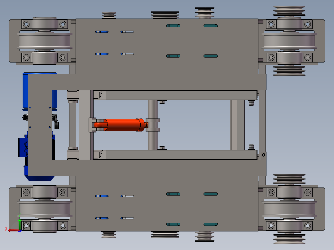 油缸升降架式横移小车sw16可编辑后视图