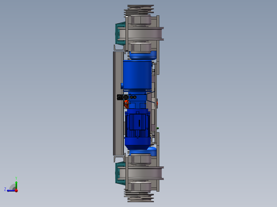 油缸升降架式横移小车sw16可编辑右视图