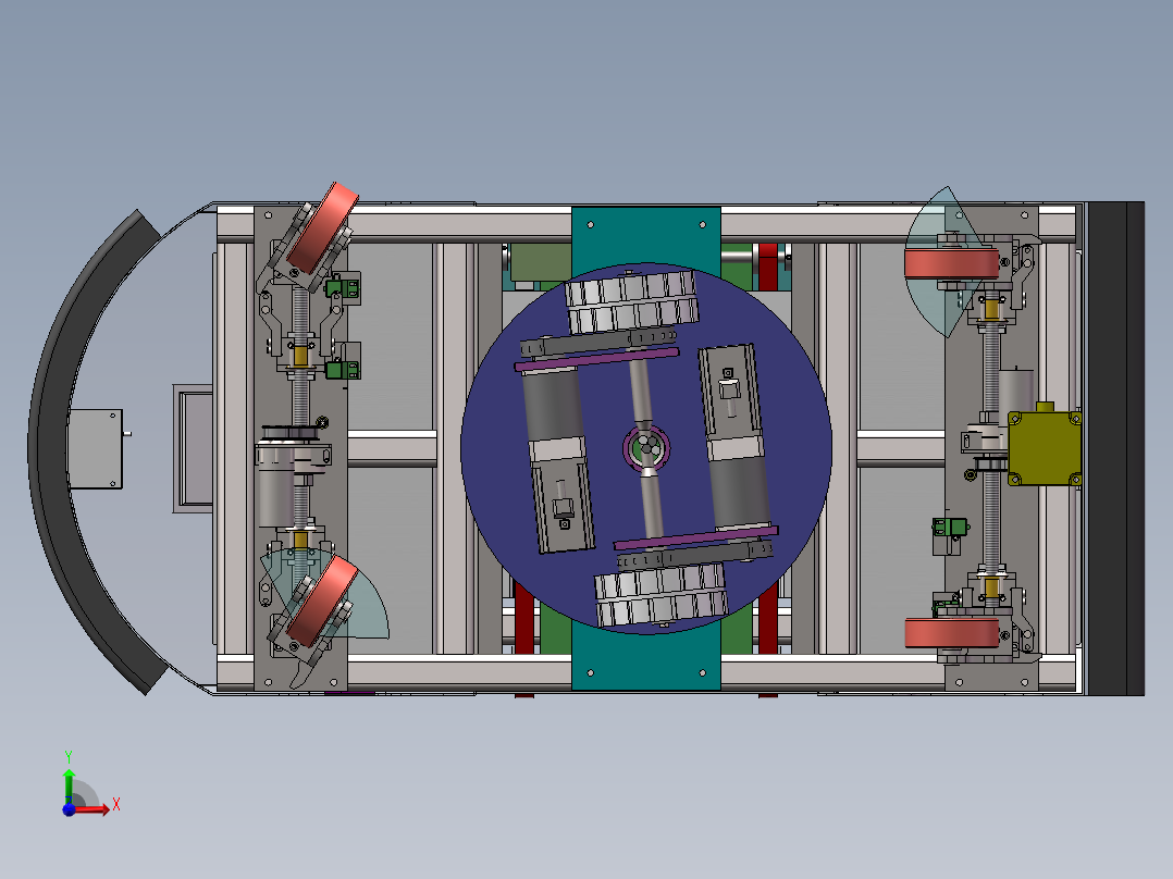 底盘结构详细的AGV小车SW模型前视图