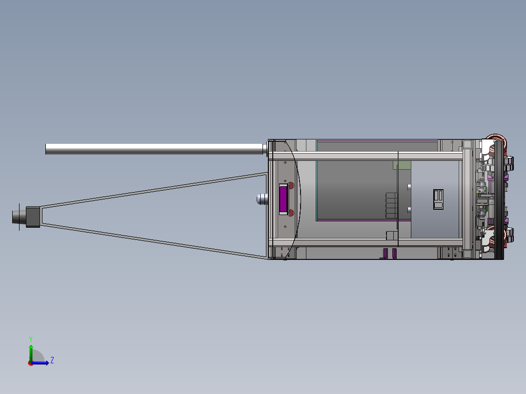 底盘结构详细的AGV小车SW模型左视图