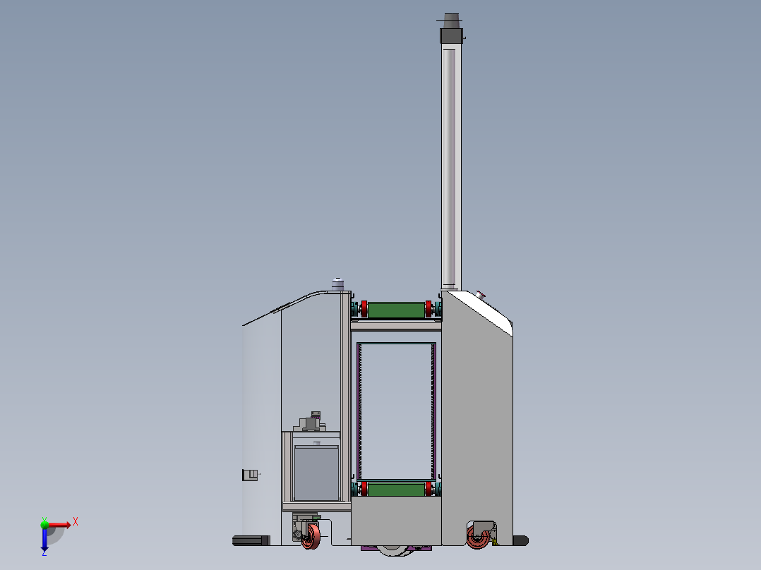 底盘结构详细的AGV小车SW模型俯视图