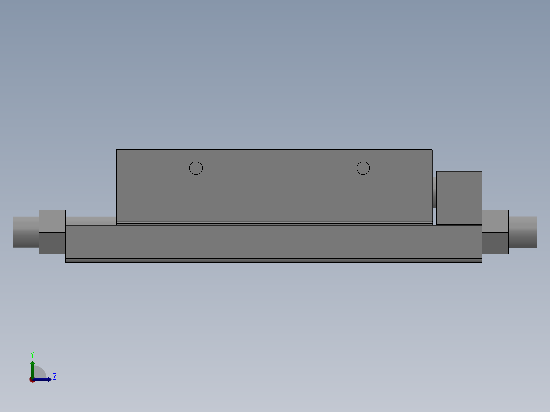 MXQ20 气动滑台（循环式直线导轨）双缸型[MXQ20A-50-ZA3]左视图
