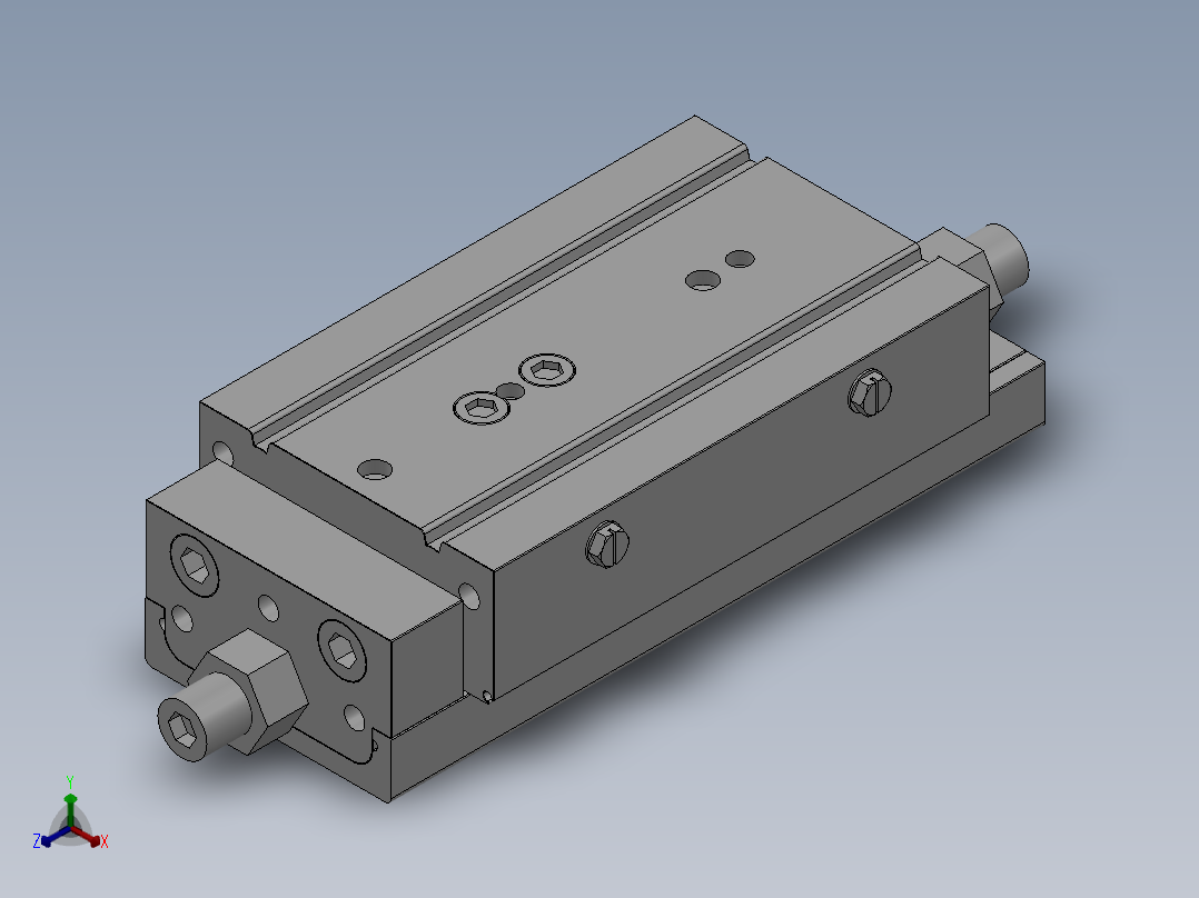 MXQ20 气动滑台（循环式直线导轨）双缸型[MXQ20A-50-ZA3]正等轴测图