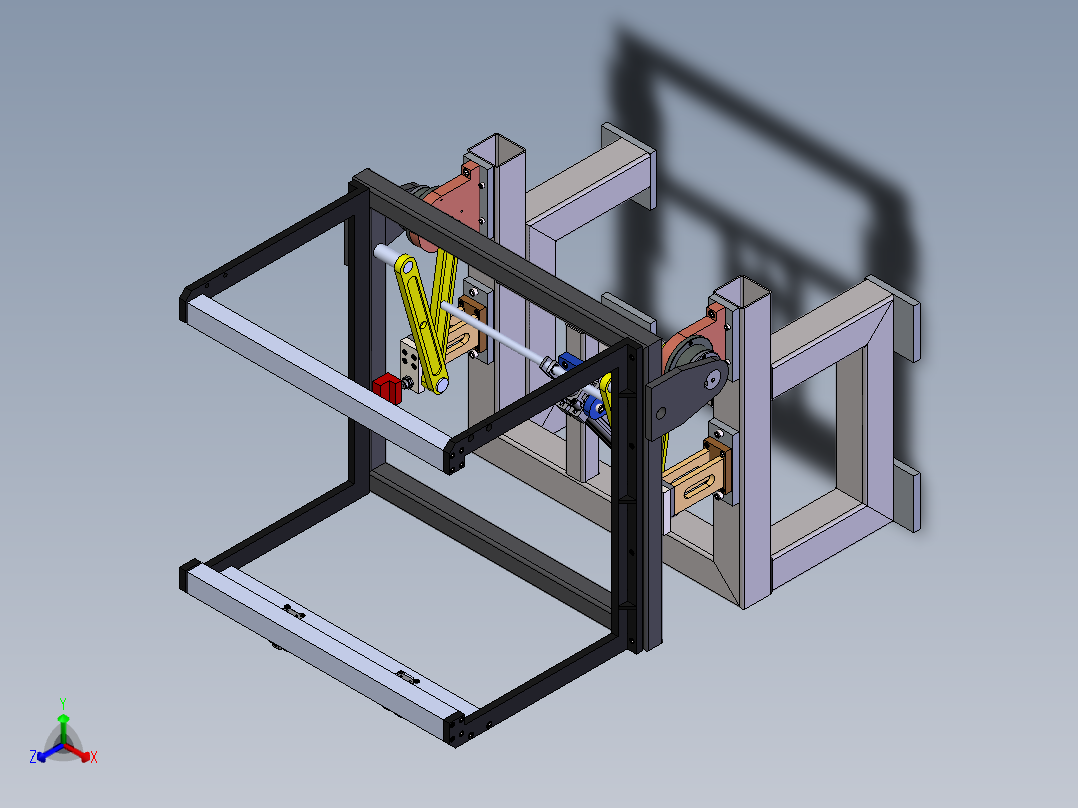 气动翻箱机正等轴测图
