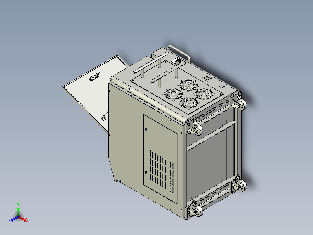 风冷激光清洗机机箱3D正等轴测图