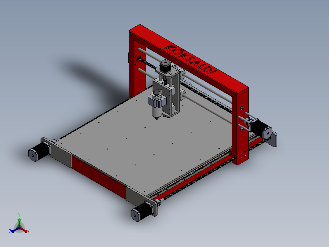 DIY数控雕刻机正等轴测图