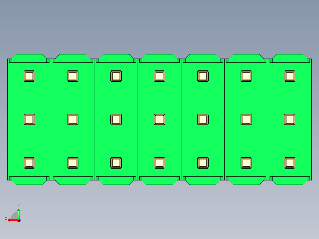 彩色公头100mil（2.54mm）系列-DS1021_green_3x07p_100mil_Type1_rev1.0后视图