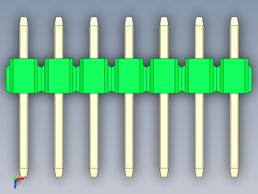 彩色公头100mil（2.54mm）系列-DS1021_green_3x07p_100mil_Type1_rev1.0俯视缩略图