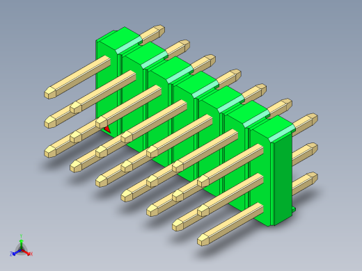 彩色公头100mil（2.54mm）系列-DS1021_green_3x07p_100mil_Type1_rev1.0正等轴测缩略图