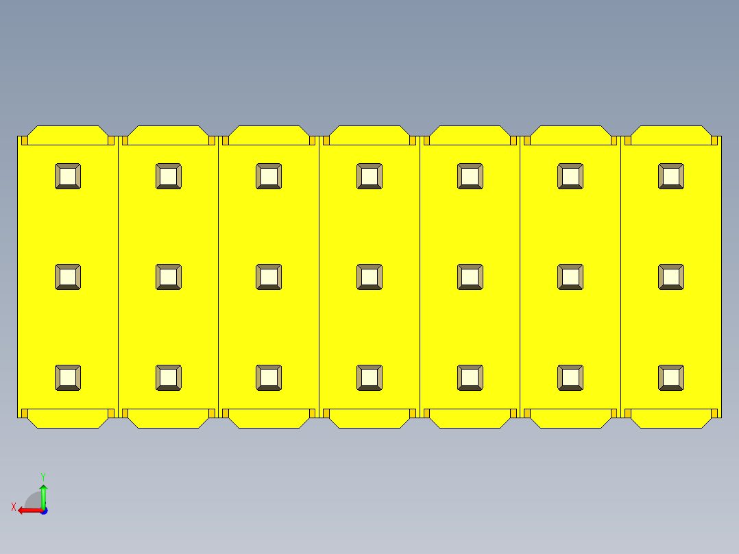 彩色公头100mil（2.54mm）系列-DS1021_yellow_3x07p_100mil_Type19_rev1.0后视图