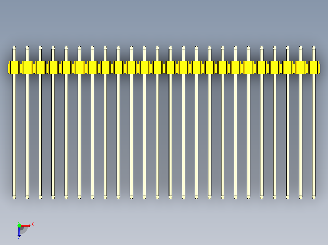 彩色公头100mil（2.54mm）系列-DS1021_yellow_1x24p_100mil_Type43_rev1.0俯视图