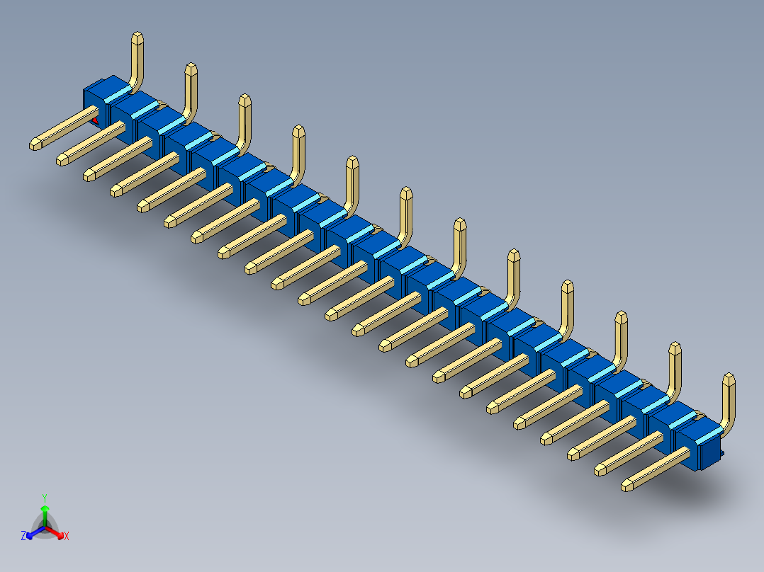 彩色公排针 100mil 2.54mm 系列-DS1022_blue_23p_100mil_Type_SMT_R1_rev1.0主视图