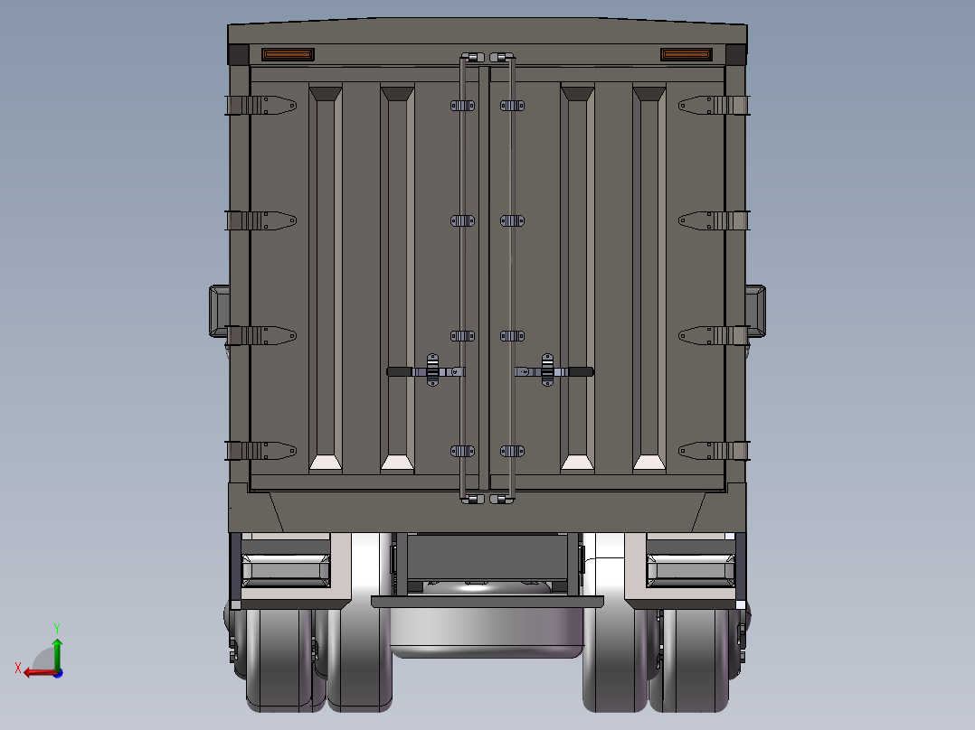 13.厢式货车 3d模型图纸后视图