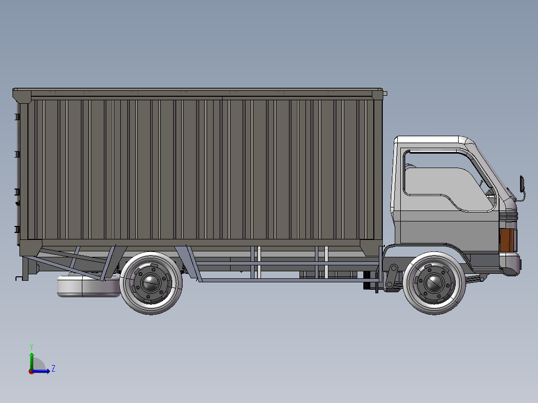 13.厢式货车 3d模型图纸左视图