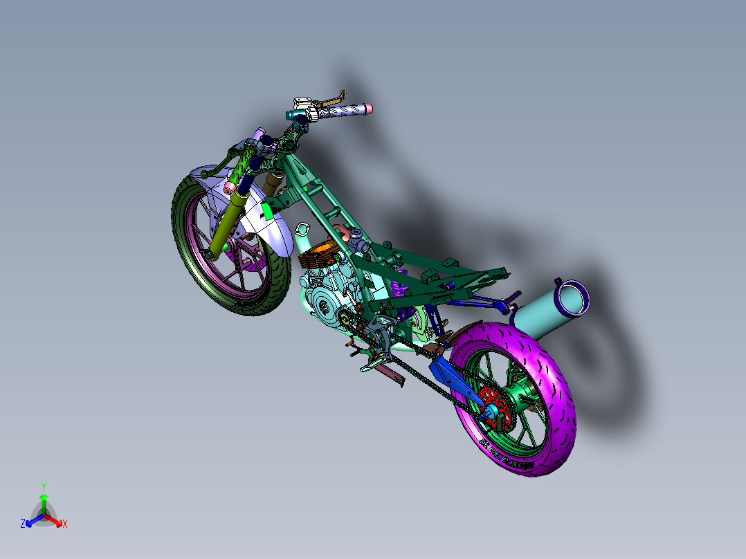 铃木复古机车150正等轴测图