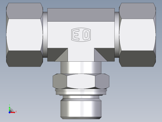 卡套式工业通用硬管接头EO_Adjustable_locknut_branch_tee_TEE20SMCF前视缩略图