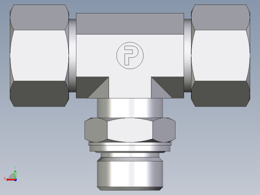 卡套式工业通用硬管接头EO_Adjustable_locknut_branch_tee_TEE20SMCF后视缩略图
