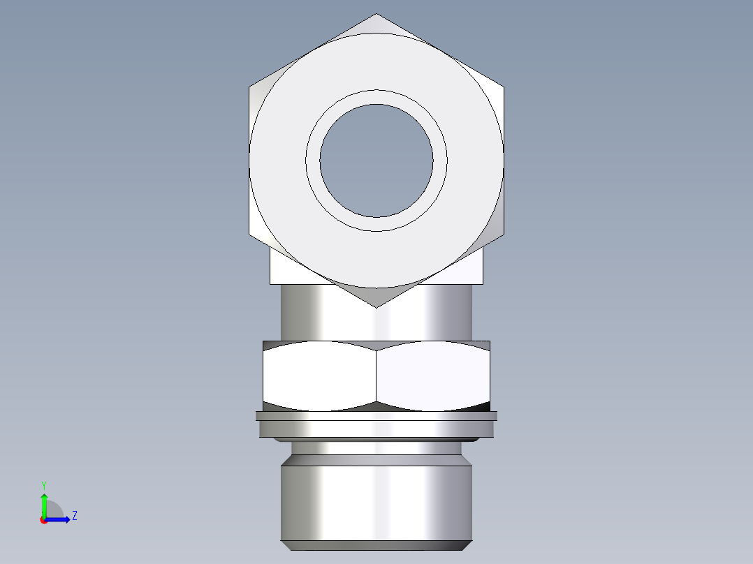 卡套式工业通用硬管接头EO_Adjustable_locknut_branch_tee_TEE20SMCF左视图