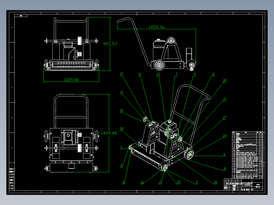 小型扫雪车CAD装配图+零件图105338==80GBK