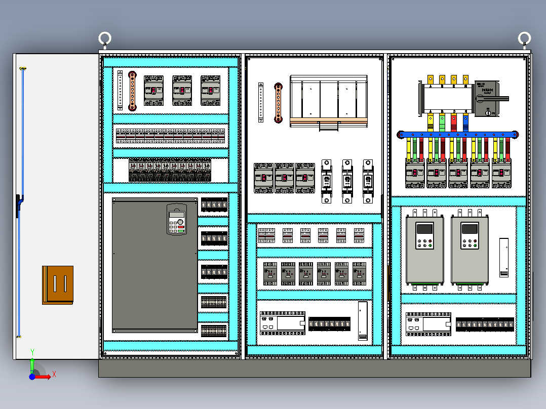 三柜组装变频器刀开关plc软启动控制柜 56435前视图