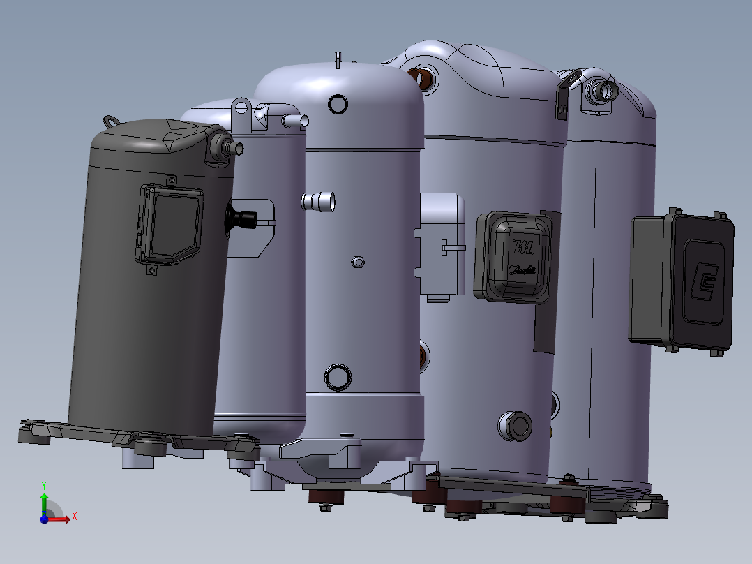 5款HAVC涡旋压缩机-制冷器模型前视图