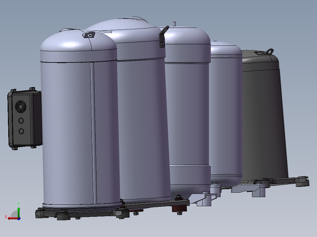 5款HAVC涡旋压缩机-制冷器模型后视图