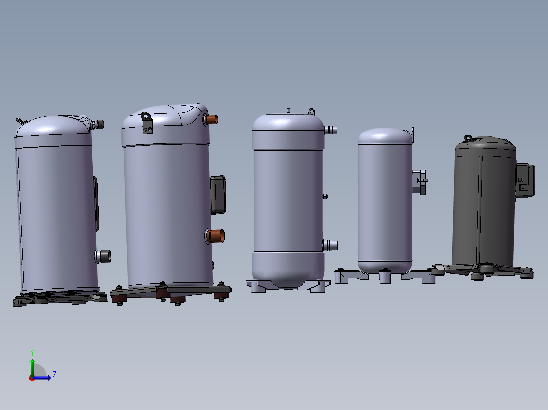 5款HAVC涡旋压缩机-制冷器模型左视图