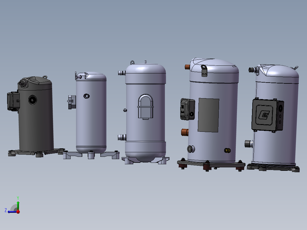 5款HAVC涡旋压缩机-制冷器模型右视图