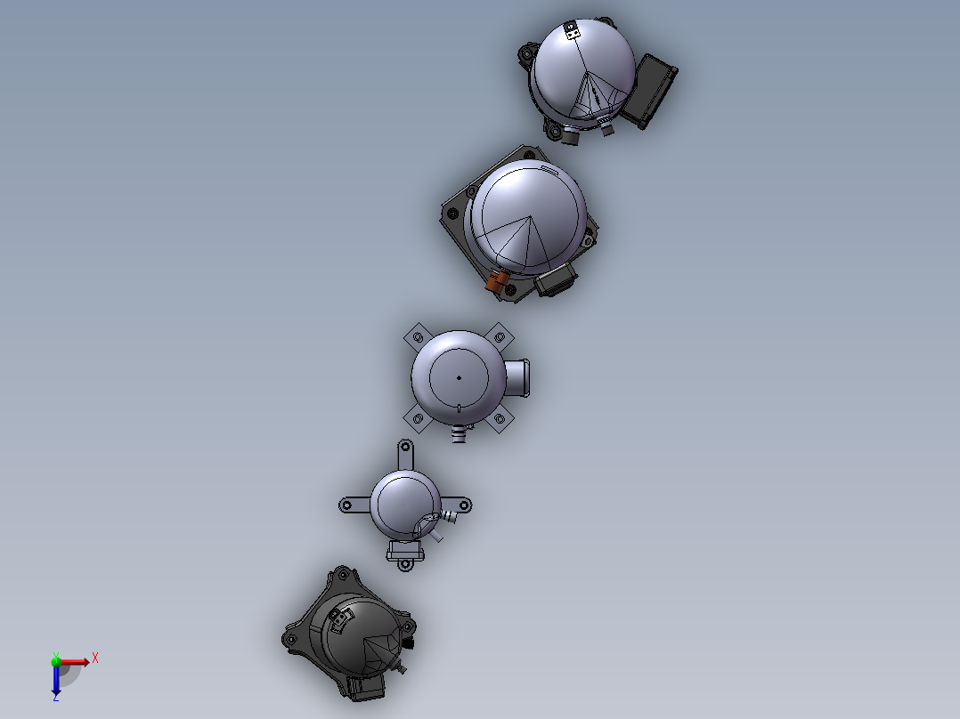 5款HAVC涡旋压缩机-制冷器模型俯视图