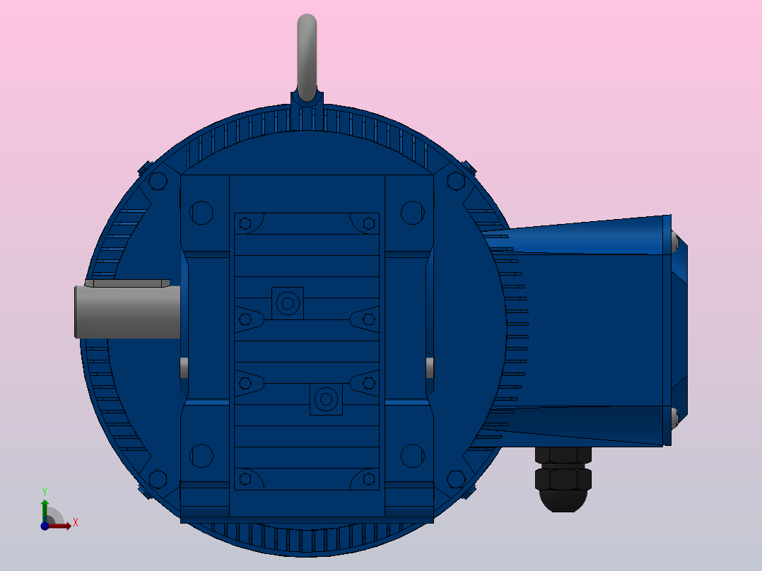 K37底脚轴伸式安装螺旋锥齿轮减速机K37-Y3-4P-7.96-M1-0°-B前视图