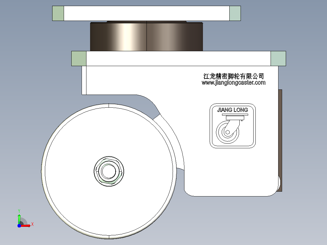 4轮组减震脚轮前视图