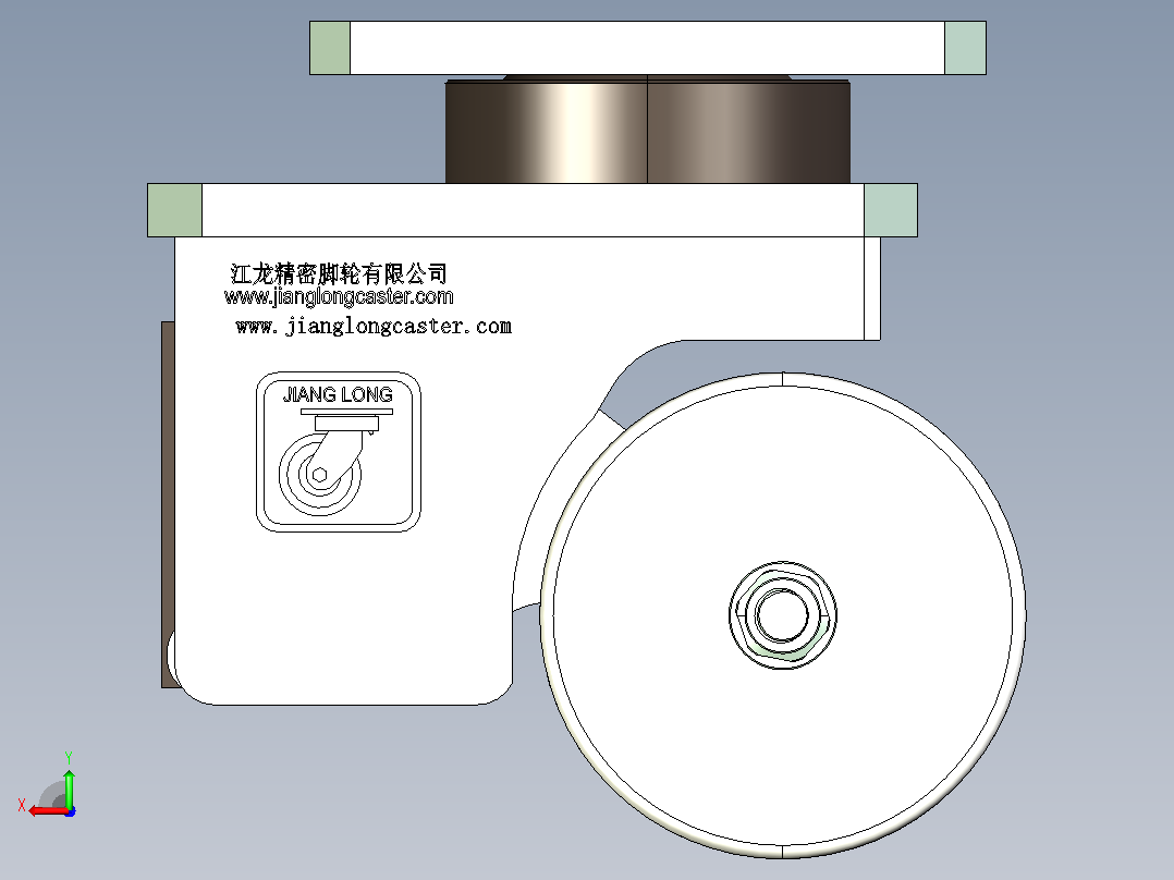 4轮组减震脚轮后视图