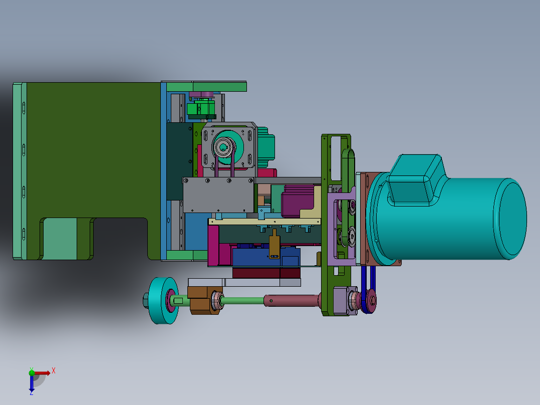 五轴非标自动化机构传动装置sw18俯视图